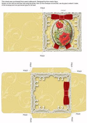 Poppies 1 Mini Lace Card and Matching Envelope Sheet