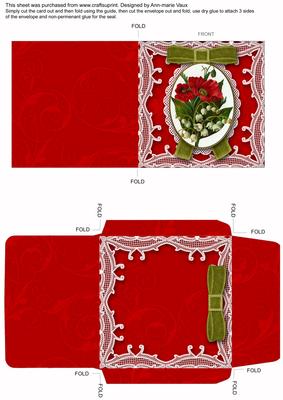 Poppies 2 Mini Lace Card and Matching Envelope Sheet