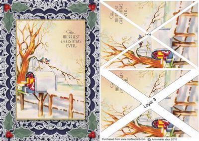 Merriest Christmas A5 Lace Card Front Side Step Stacker