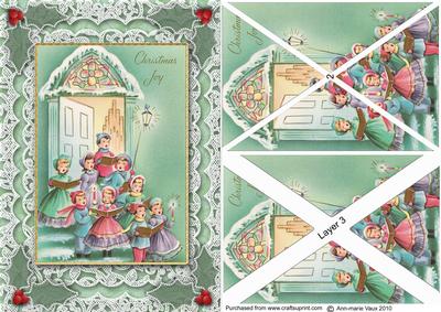 Carol Singers Joy A5 Lace Card Front Side Step Stacker