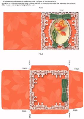 Sunny Tulip Mini Lace Card and Matching Envelope Sheet