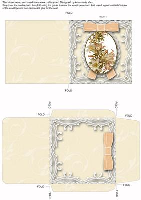 White Lillies Mini Lace Card and Matching Envelope Sheet