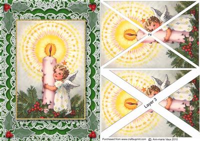 Candle Angel A5 Lace Card Front Side Step Stacker