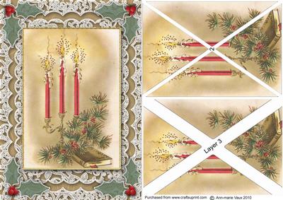 Christmas Candlesticks A5 Lace Card Front Side Step Stacker