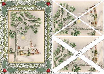 Christmas Morning A5 Lace Card Front Side Step Stacker