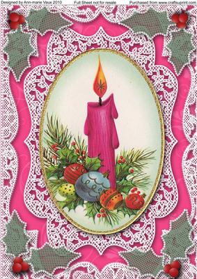 Christmas Pink Candle A4 Lace Picture Sheet