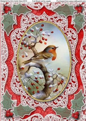 Christmas Robin 1 A4 Lace Picture Sheet