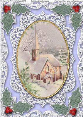 Christmas Church A4 Lace Picture Sheet