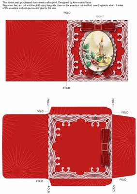 Christmas Candle Mini Card and Matching Envelope Sheet