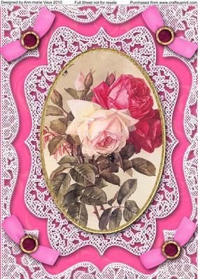 Pink Roses A4 Lace Picture Sheet