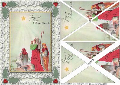 Christmas Star Shepherds A5 Card Front Side Step Stacker