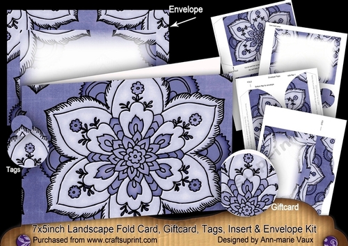 Mosaic Blue Landscape 7x5inch Card & Envelope Mini Kit