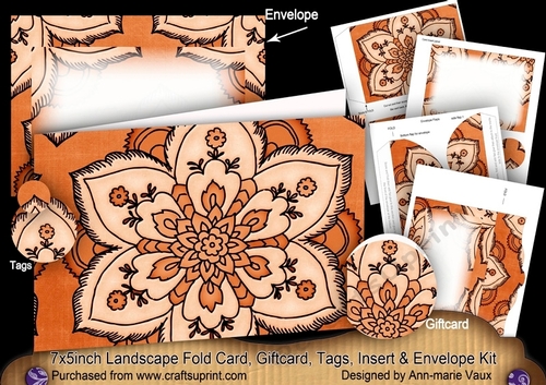 Mosaic Orange Landscape 7x5inch Card & Envelope Mini Kit