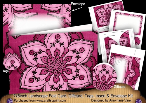 Mosaic Cerise Landscape 7x5inch Card & Envelope Mini Kit
