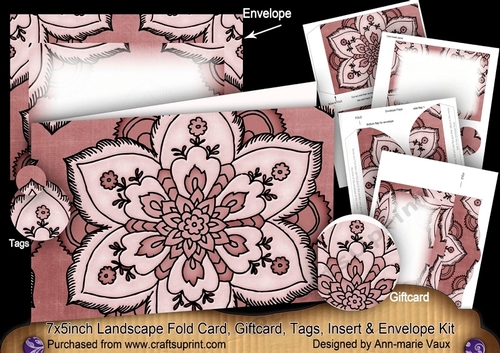 Mosaic Dusky Pink Landscape 7x5inch Card & Envelope Mini Kit