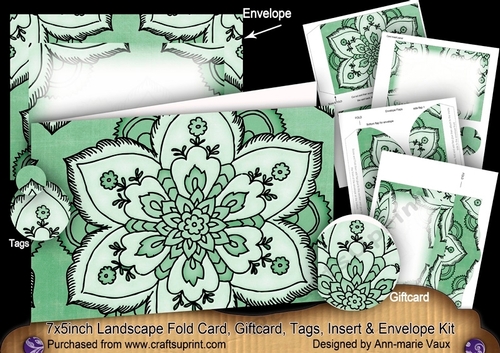 Mosaic Green Landscape 7x5inch Card & Envelope Mini Kit