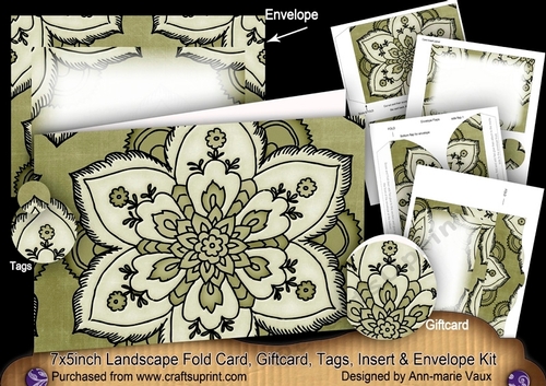 Mosaic Olive Landscape 7x5inch Card & Envelope Mini Kit