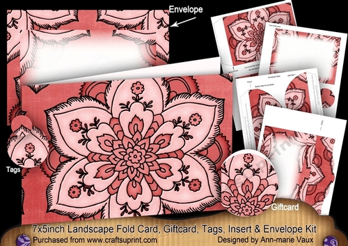 Mosaic Pink Landscape 7x5inch Card & Envelope Mini Kit