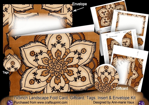 Mosaic Vintage Tea Landscape 7x5inch Card & Envelope Mini Kit