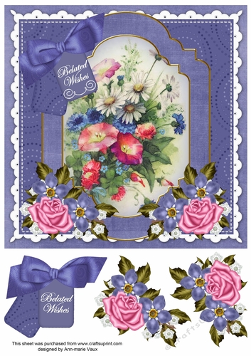 Wildflowers Blue Belated Wishes Floral 8inch Step by Step