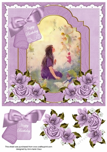 Lavender Fairy Happy Birthday Floral 8inch Step by Step
