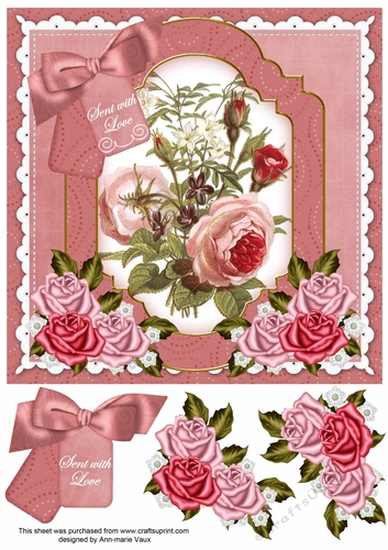 Pink Roses Sent with Love Floral 8inch Step by Step