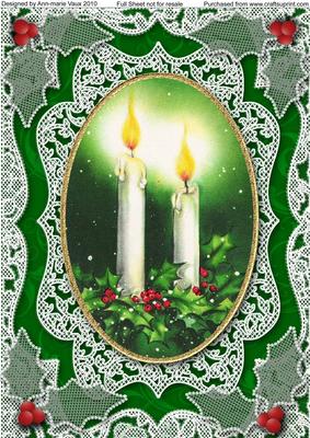 Christmas Candle Duo A4 Lace Picture Sheet