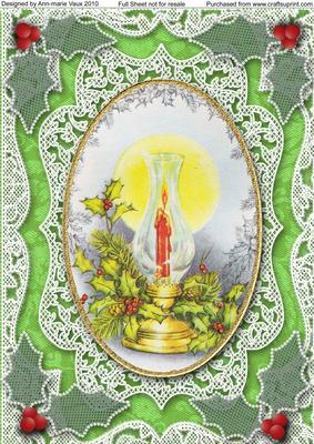 Christmas Candle Lantern A4 Lace Picture Sheet