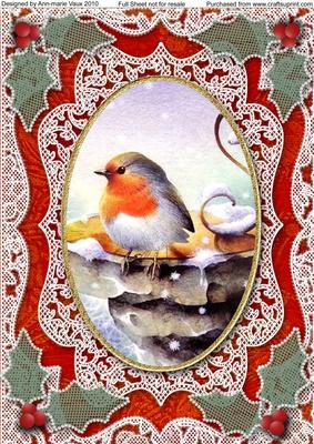 Christmas Robin 2 A4 Lace Picture Sheet
