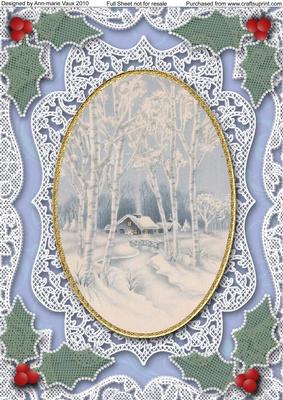 Christmas Snow Cottage A4 Lace Picture Sheet