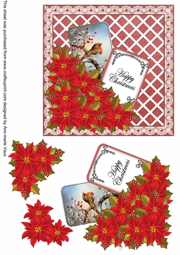 Red Robin Happy Christmas 6inch 2 Card Lattice Step by Step