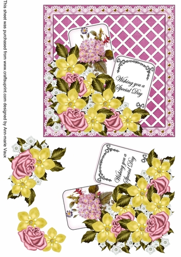 Pink Floral Mix Special Day 6inch 2 Card Lattice Step by Step
