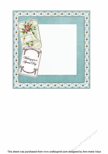 Rose Wedding Bell Special Day 2 Card Lattice Insert Panel