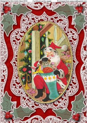 Christmas Santa Toys A4 Lace Picture Sheet
