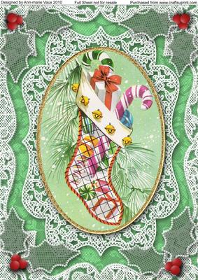 Christmas Stocking A4 Lace Picture Sheet
