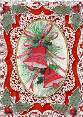 Christmas Red Bells A4 Lace Picture Sheet