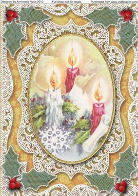 Pastel Cahristmas Candle Trio A4 Lace Picture Sheet