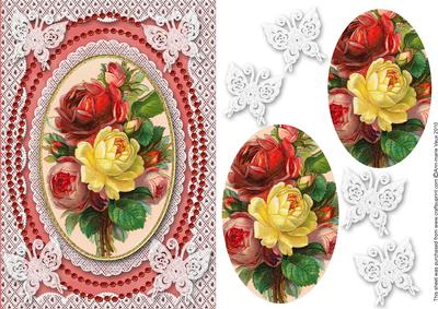 Rose Bunch A5 Butterfly Lace Card Front