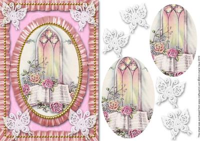 Church Window Lace Butterfly Ruffle Card Front