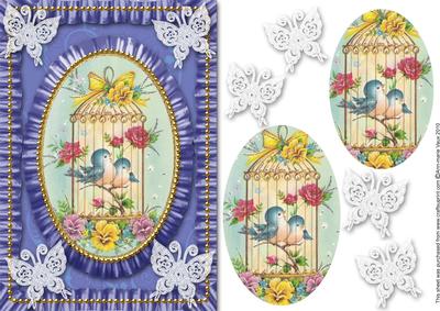 Love Birds Lace Butterfly Ruffle Card Front