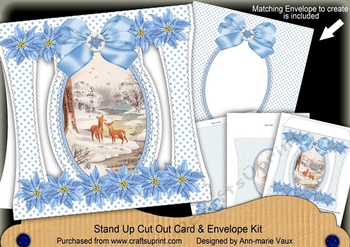 Snow Deer Stand Up Cut Out 3D Christmas Card Kit