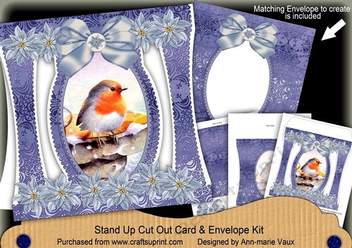 Blue Robin Stand Up Cut Out 3D Christmas Card Kit