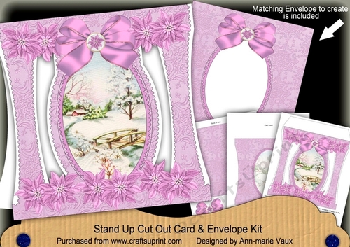 Lilac Snowscene Stand Up Cut Out 3D Christmas Card Kit