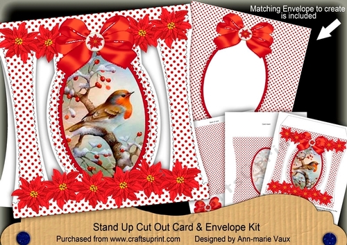 Red Robin1 Stand Up Cut Out 3D Christmas Card Kit