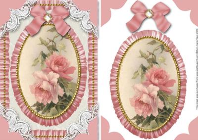 Pink Roses Lace N Ruffles Card Front Step by Step