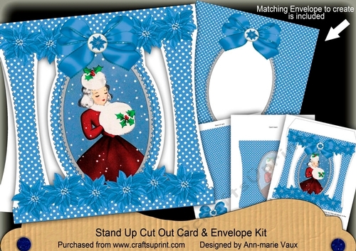Winter Lady Stand Up Cut Out 3D Christmas Card Kit