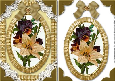 Lily Pansies Lace N Ruffles Card Front Step by Step