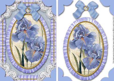 Blue Iris Lace N Ruffles Card Front Step by Step