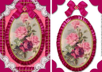 Pink Roses 2 Lace N Ruffles Card Front Step by Step