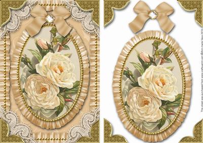 Vintage White Roses 2 Lace N Ruffles Card Front Step by Step
